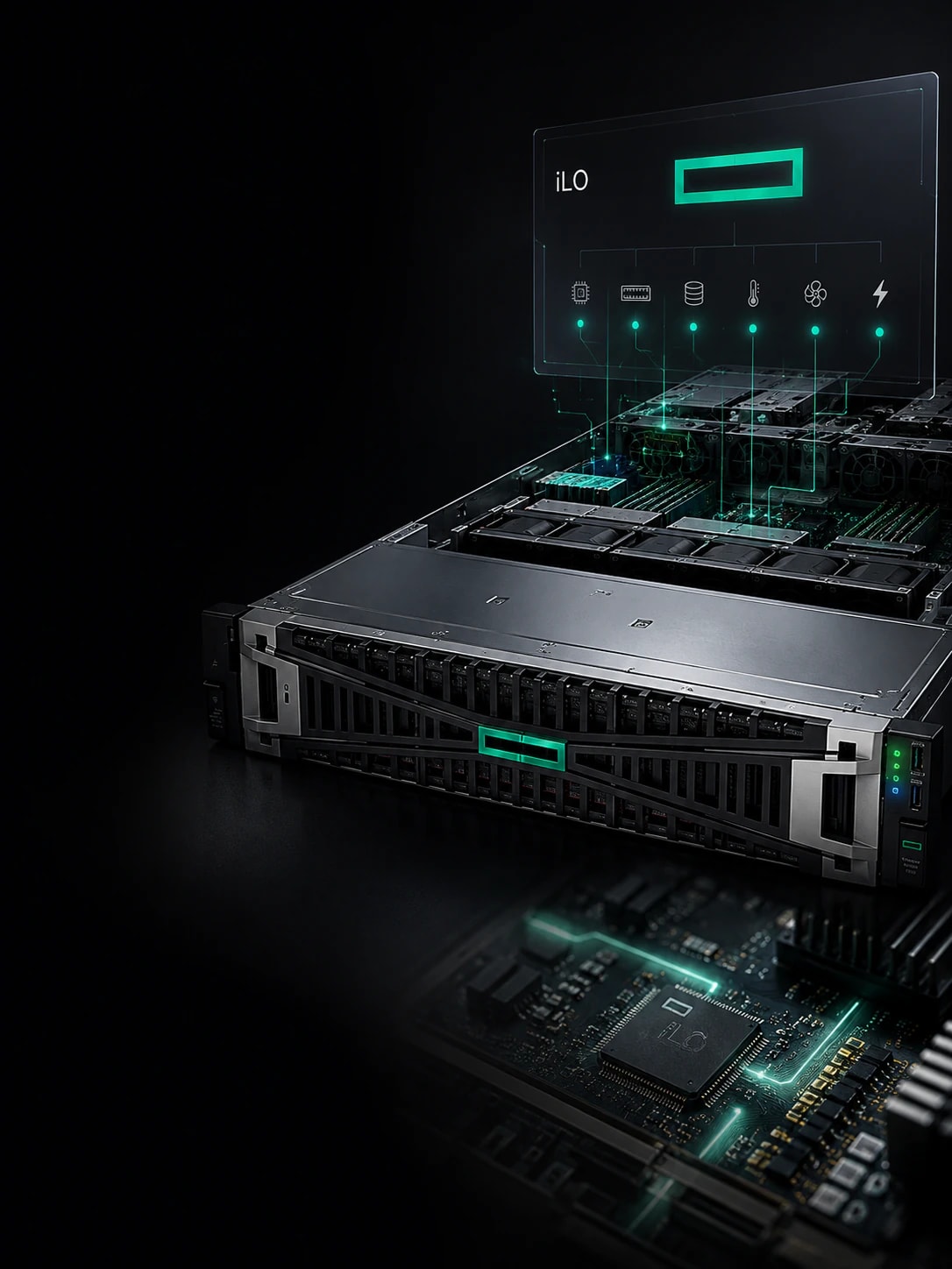 Rack-mounted HPE enterprise servers and remote hardware management